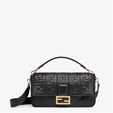 fendi black mesh bag|Fendi black baguette bag.